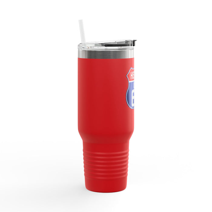 Route 66 Shield Insulated Travel Mug - Patriotic Red White Blue Decor Insulated Travel Mug, 40oz