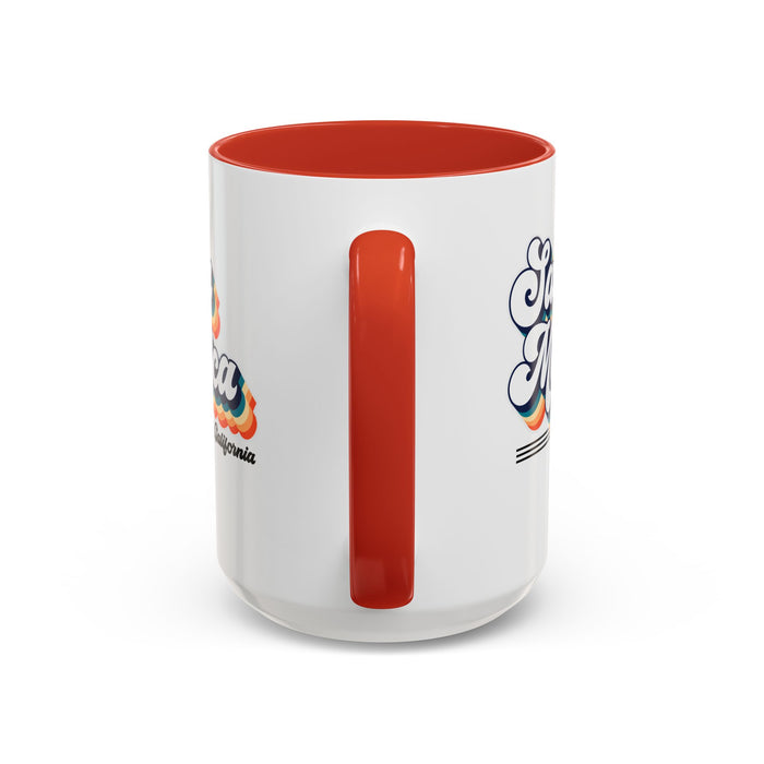 Coffee Mug, Santa Monica Retro 80s Vibe Big Text, Tea Cup, Hot Chocolate Mug, Unique Gift for Beach Lovers, Birthday Gift for Coffee