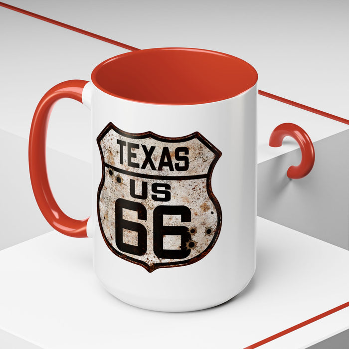 Mug Vintage Rusty Route 66 Highway Shield Texas Route 66 Gift 11oz, 15oz
