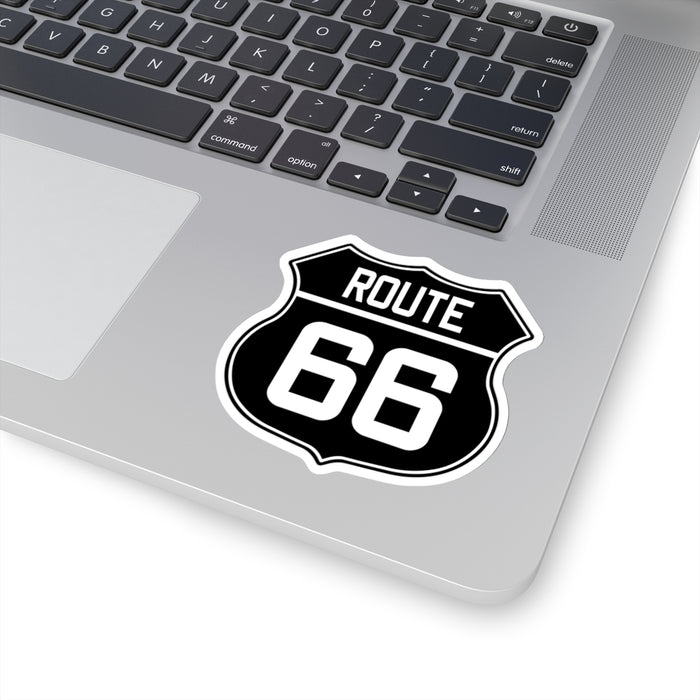 Black and White Route 66 Shield Kiss-Cut Stickers
