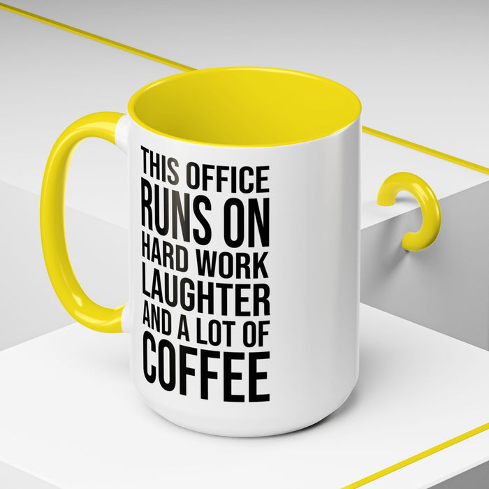 Office Coffee Mug, Runs on Coffee, Gift for him / her, Colleague Mug, Gift Idea for Office Workers, Office Mug, Colleague Gift Mug A0022-002 Accent Coffee Mug (11, 15oz)