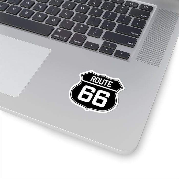 Black and White Route 66 Shield Kiss-Cut Stickers