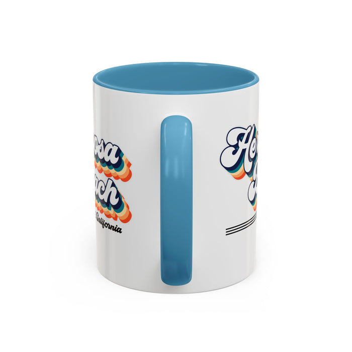 Coffee Mug, Hermosa Beach Retro 80s Vibe Big Text, Tea Cup, Hot Chocolate Mug, Unique Gift for Beach Lovers, Birthday Gift for Coffee