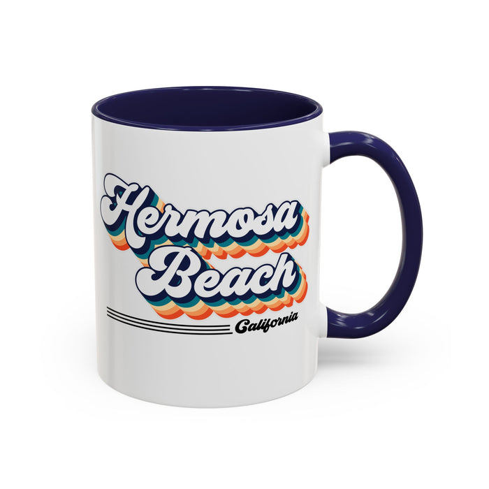 Coffee Mug, Hermosa Beach Retro 80s Vibe Big Text, Tea Cup, Hot Chocolate Mug, Unique Gift for Beach Lovers, Birthday Gift for Coffee