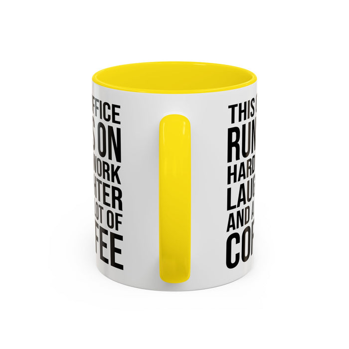 Office Coffee Mug, Runs on Coffee, Gift for him / her, Colleague Mug, Gift Idea for Office Workers, Office Mug, Colleague Gift Mug A0022-002 Accent Coffee Mug (11, 15oz)