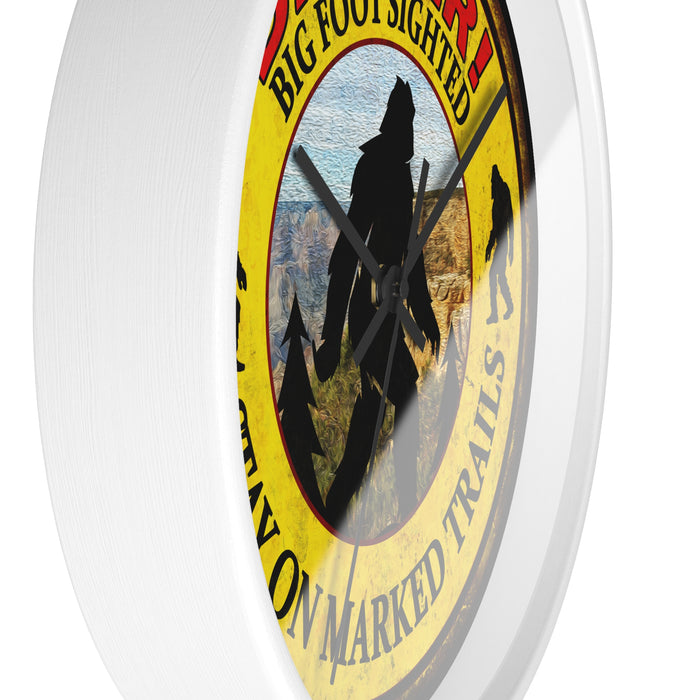Big Foot Clock - Danger Big Foot Sighted Nearby Wall Clock