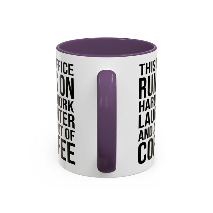 Office Coffee Mug, Runs on Coffee, Gift for him / her, Colleague Mug, Gift Idea for Office Workers, Office Mug, Colleague Gift Mug A0022-002 Accent Coffee Mug (11, 15oz)