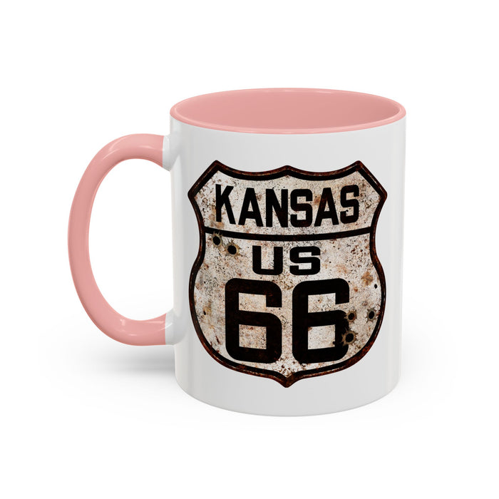 Mug Vintage Rusty Route 66 Highway Shield Kansas Route 66 Gift 11oz, 15oz