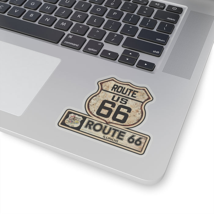 Vintage Illinois Route 66 Shield Sticker - Travel Souvenir Kiss-Cut Stickers