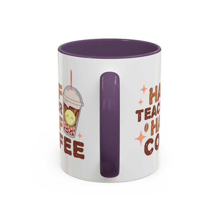 Funny Teacher Mug - Half Teacher Half Coffee Ceramic Cup Accent Coffee Mug (11, 15oz)