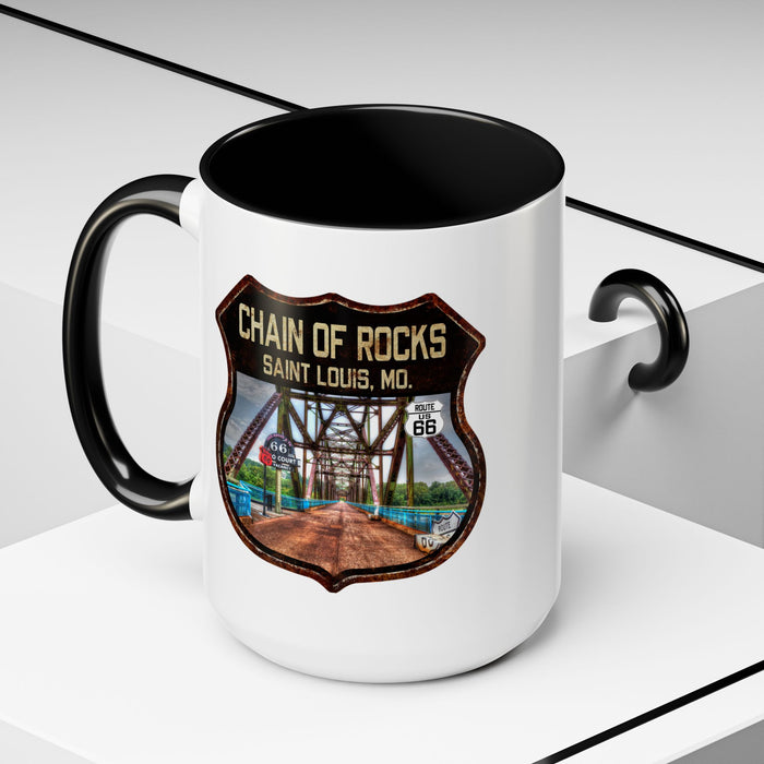 Mug Chain of Rocks Bridge Route 66 Shield Illinois 11oz