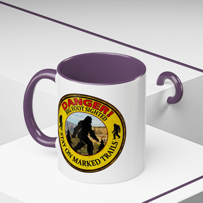 Big Foot Mug Danger Big Foot Sighted - Funny Yeti Gift Accent Coffee Mug (11, 15oz)