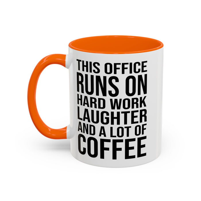 Office Coffee Mug, Runs on Coffee, Gift for him / her, Colleague Mug, Gift Idea for Office Workers, Office Mug, Colleague Gift Mug A0022-002 Accent Coffee Mug (11, 15oz)