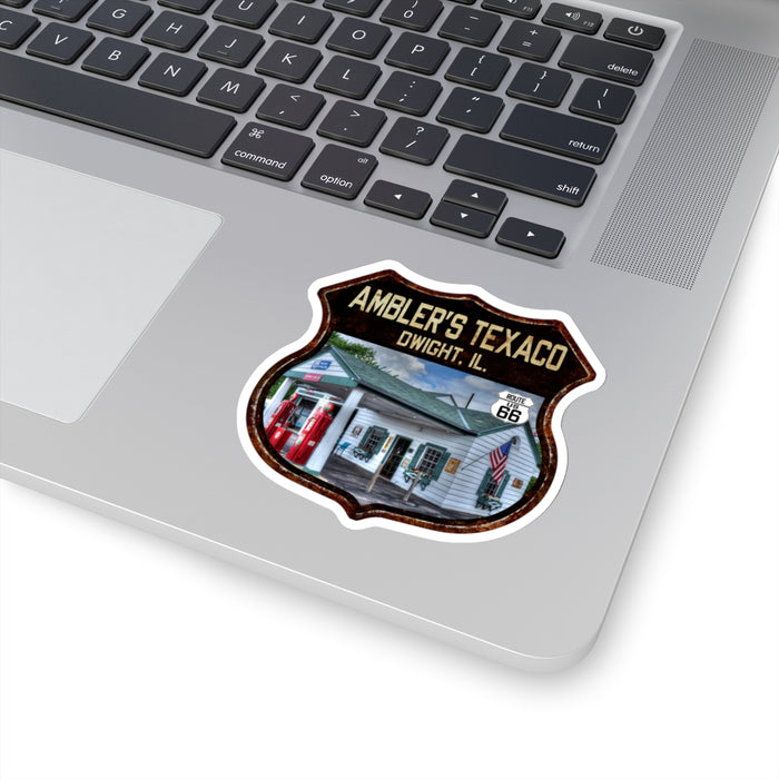 Sticker Ambler's Service Station Route 66 Shield Illinois Kiss-Cut Stickers