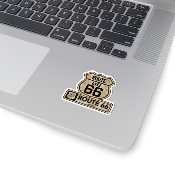 Vintage Illinois Route 66 Shield Sticker - Travel Souvenir Kiss-Cut Stickers