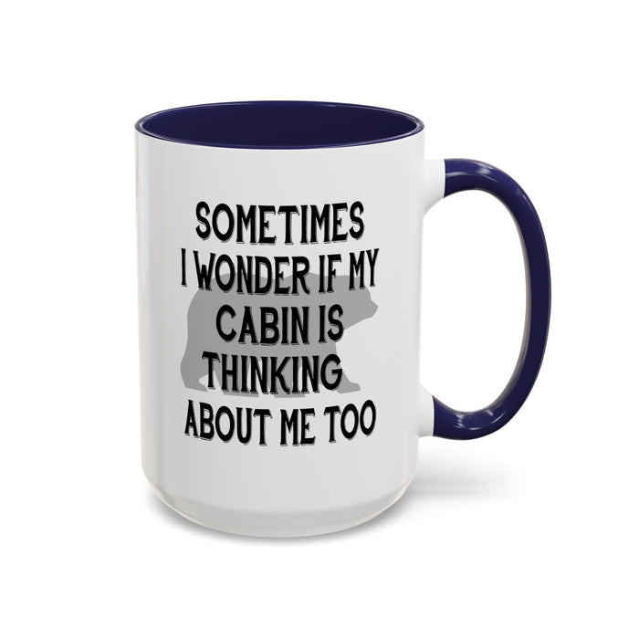 Coffee Mug, Cabin Thinking About Me, Bear Gift, Funny Tea Cup, Novelty Drinkware, Cute Bear Mug, Country Bear Cabin Cup, Gift