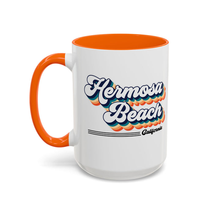 Coffee Mug, Hermosa Beach Retro 80s Vibe Big Text, Tea Cup, Hot Chocolate Mug, Unique Gift for Beach Lovers, Birthday Gift for Coffee