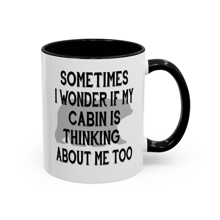 Coffee Mug, Cabin Thinking About Me, Bear Gift, Funny Tea Cup, Novelty Drinkware, Cute Bear Mug, Country Bear Cabin Cup, Gift