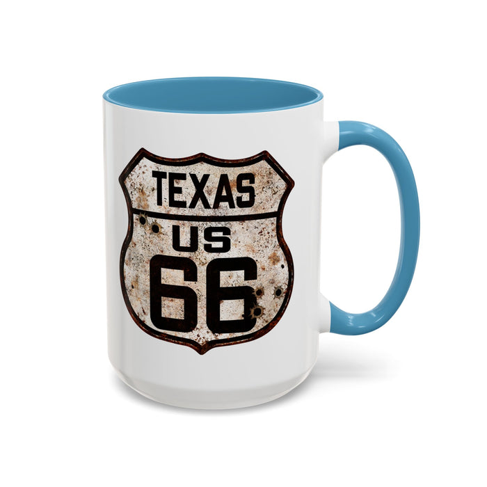 Mug Vintage Rusty Route 66 Highway Shield Texas Route 66 Gift 11oz, 15oz