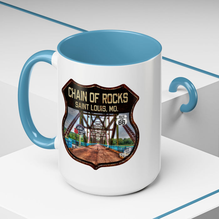 Mug Chain of Rocks Bridge Route 66 Shield Illinois 11oz