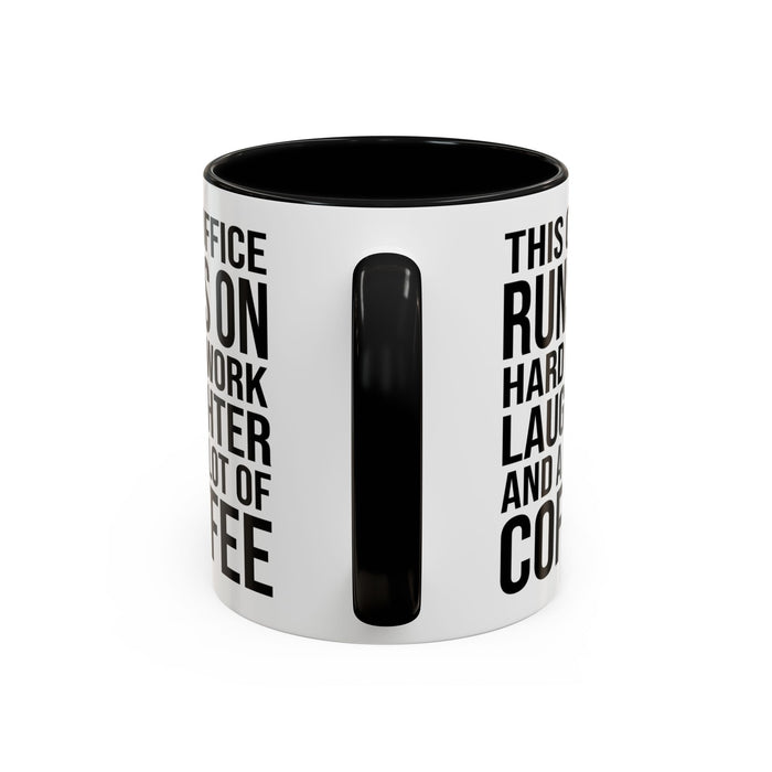 Office Coffee Mug, Runs on Coffee, Gift for him / her, Colleague Mug, Gift Idea for Office Workers, Office Mug, Colleague Gift Mug A0022-002 Accent Coffee Mug (11, 15oz)
