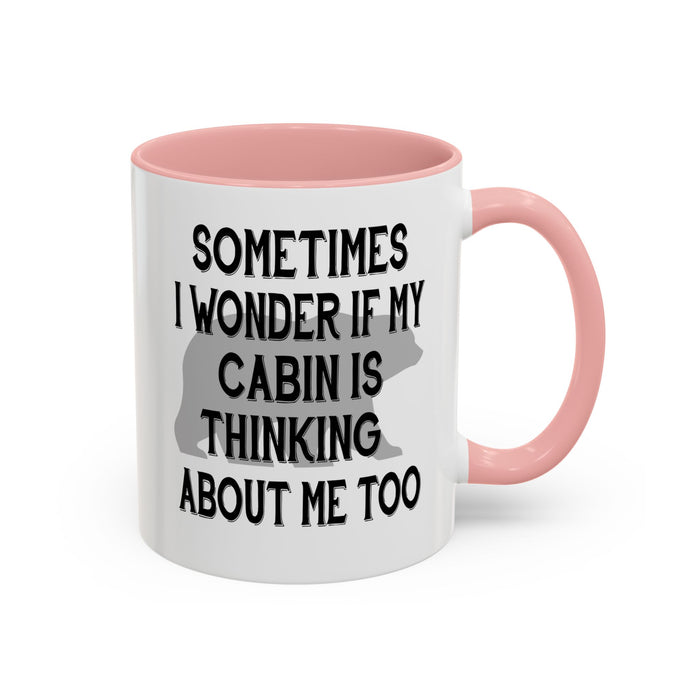Coffee Mug, Cabin Thinking About Me, Bear Gift, Funny Tea Cup, Novelty Drinkware, Cute Bear Mug, Country Bear Cabin Cup, Gift
