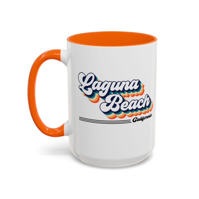 Coffee Mug, Laguna Beach Retro 80s Vibe Big Text, Tea Cup, Hot Chocolate Mug, Unique Gift for Beach Lovers, Birthday Gift for Coffee