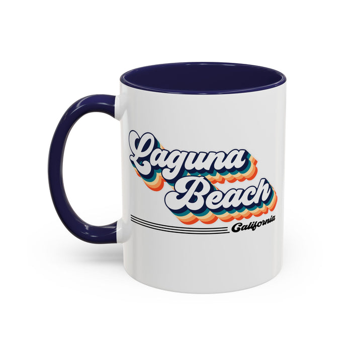 Coffee Mug, Laguna Beach Retro 80s Vibe Big Text, Tea Cup, Hot Chocolate Mug, Unique Gift for Beach Lovers, Birthday Gift for Coffee