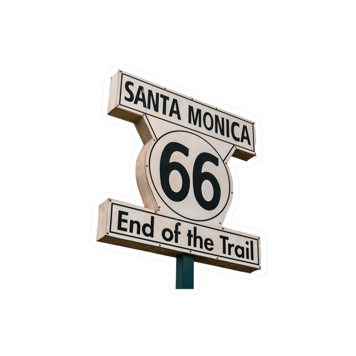 Sticker Santa Monica End of the Trail Route 66 Travel Stickers, Laptop Decal, Vinyl Sticker, Vinyl Decal