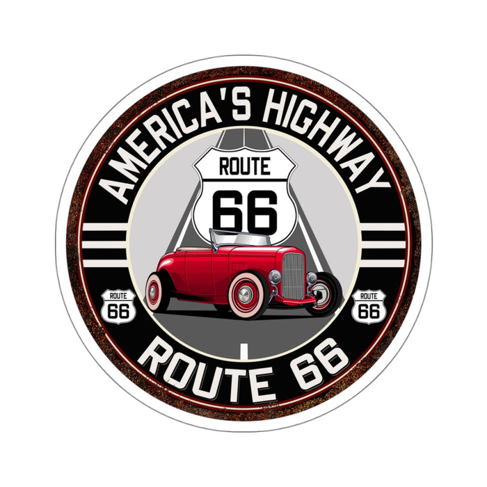 Sticker Vintage America's Highway Route 66 Round Kiss-Cut Stickers