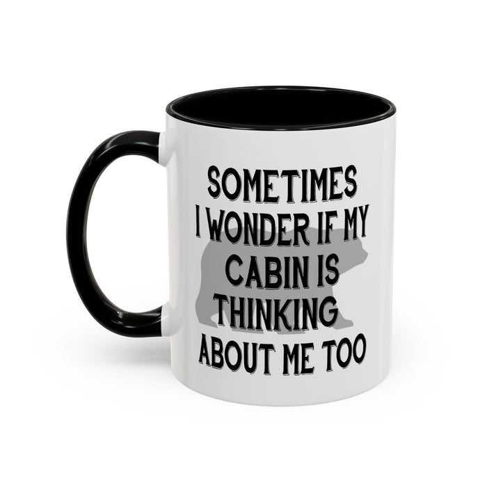 Coffee Mug, Cabin Thinking About Me, Bear Gift, Funny Tea Cup, Novelty Drinkware, Cute Bear Mug, Country Bear Cabin Cup, Gift