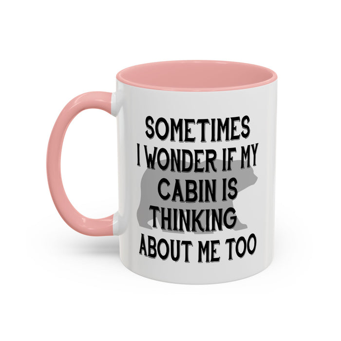 Coffee Mug, Cabin Thinking About Me, Bear Gift, Funny Tea Cup, Novelty Drinkware, Cute Bear Mug, Country Bear Cabin Cup, Gift