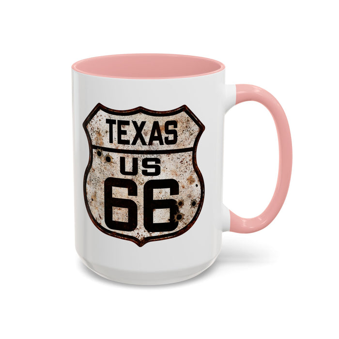 Mug Vintage Rusty Route 66 Highway Shield Texas Route 66 Gift 11oz, 15oz