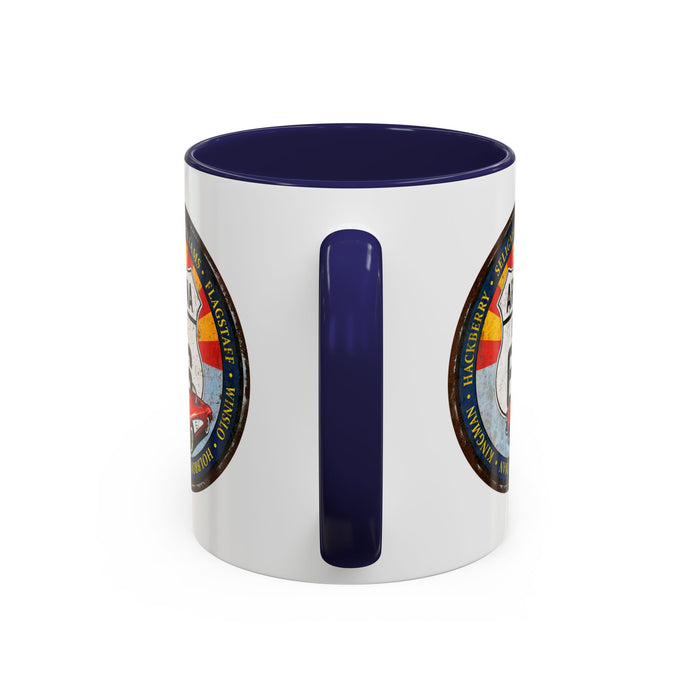 Retro Arizona Route 66 Sign Coffee Mug - Vintage Round Style Mug (11, 15oz)