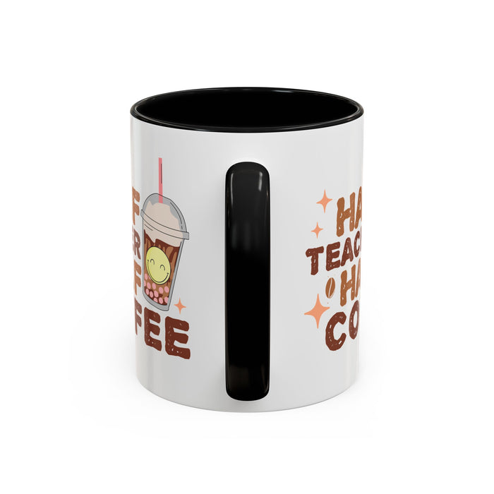 Funny Teacher Mug - Half Teacher Half Coffee Ceramic Cup Accent Coffee Mug (11, 15oz)