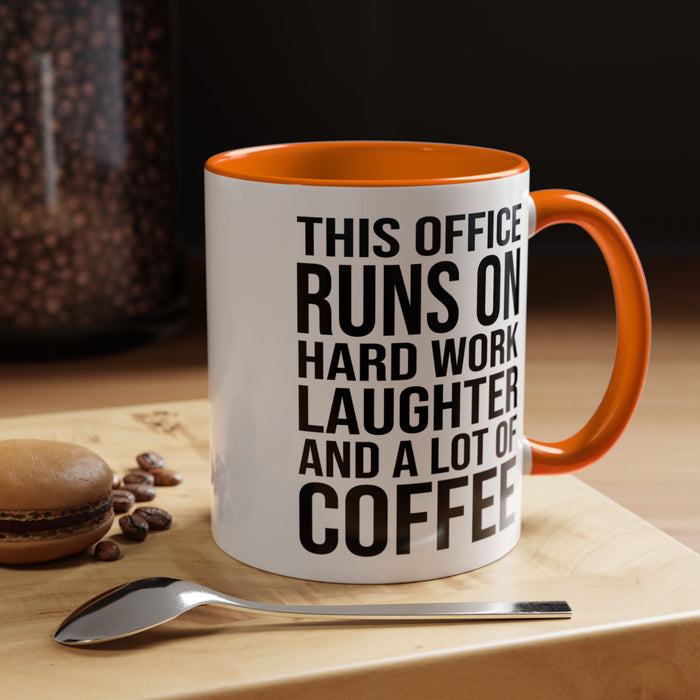 Office Coffee Mug, Runs on Coffee, Gift for him / her, Colleague Mug, Gift Idea for Office Workers, Office Mug, Colleague Gift Mug A0022-002 Accent Coffee Mug (11, 15oz)