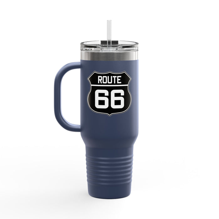 Route 66 Shield Insulated Travel Mug - Black and White Route 66 Shield Insulated Travel Mug, 40oz