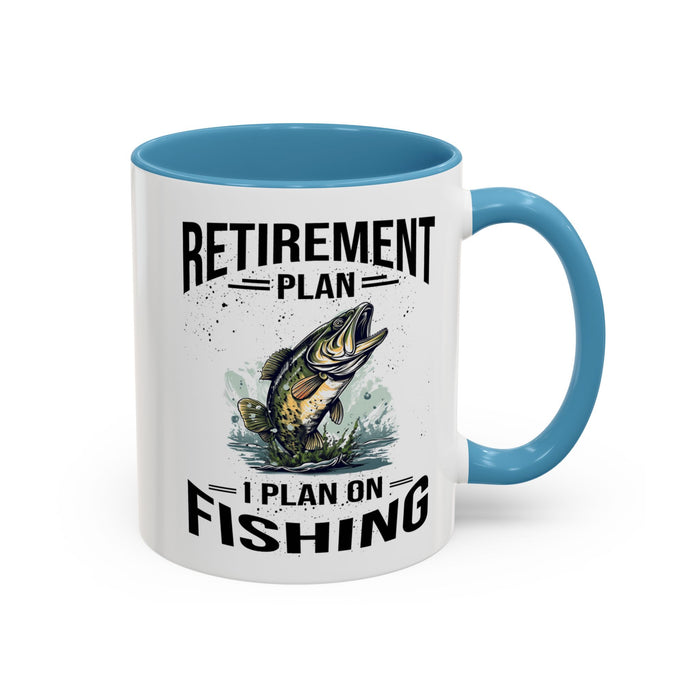Retirement Mug - Retirement Plan Gone Fishing - Coffee Mug - Funny Retirement Gift, Happy Retirement Mug, Fishing Retirement Gift A0037-03 Accent Coffee Mug (11, 15oz)