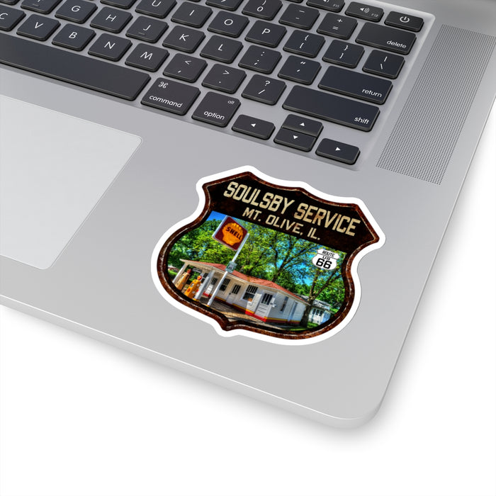 Sticker Soulsby Service Station Route 66 Illinois Shield Kiss-Cut Stickers