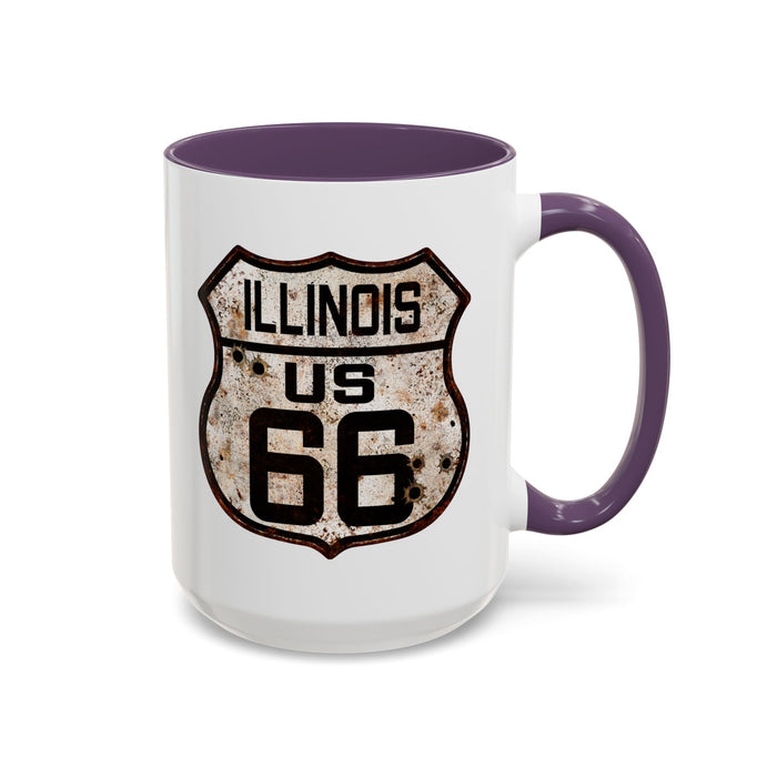 Mug Vintage Rusty Route 66 Highway Shield Illinois Route 66 Gift 11oz, 15oz