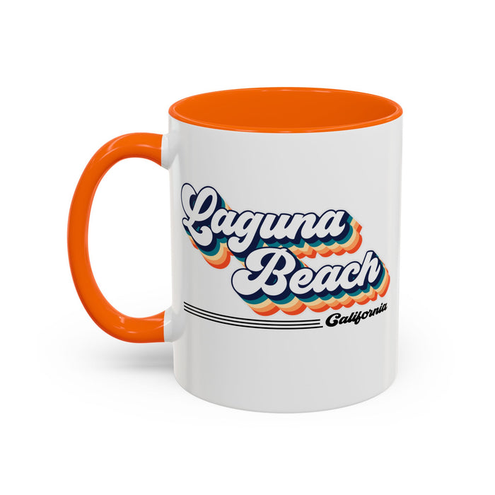 Coffee Mug, Laguna Beach Retro 80s Vibe Big Text, Tea Cup, Hot Chocolate Mug, Unique Gift for Beach Lovers, Birthday Gift for Coffee