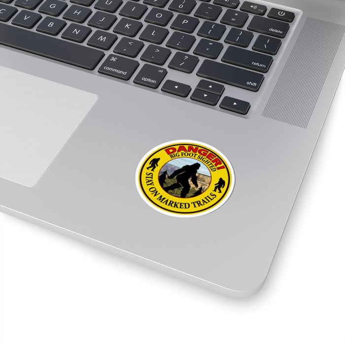 Quirky Big Foot Decal - Caution: Big Foot Spotted in the Area Kiss-Cut Stickers