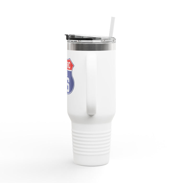 Route 66 Shield Insulated Travel Mug - Patriotic Red White Blue Decor Insulated Travel Mug, 40oz