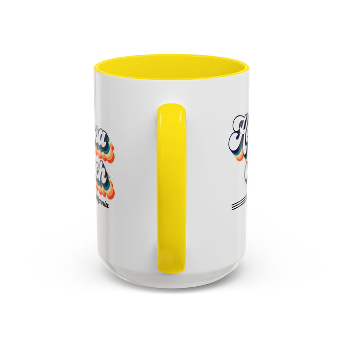 Coffee Mug, Hermosa Beach Retro 80s Vibe Big Text, Tea Cup, Hot Chocolate Mug, Unique Gift for Beach Lovers, Birthday Gift for Coffee