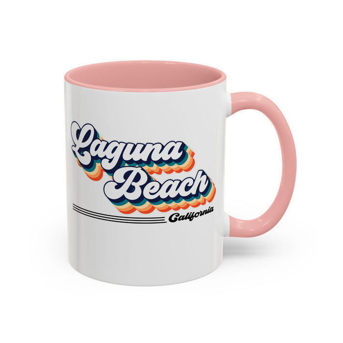 Coffee Mug, Laguna Beach Retro 80s Vibe Big Text, Tea Cup, Hot Chocolate Mug, Unique Gift for Beach Lovers, Birthday Gift for Coffee
