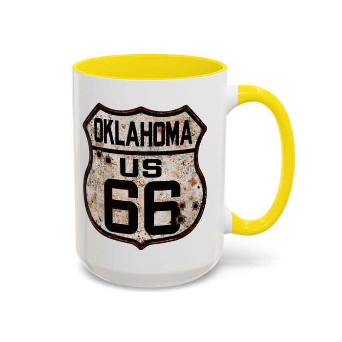 Mug Vintage Rusty Route 66 Highway Shield Oklahoma Route 66 Gift 11oz, 15oz