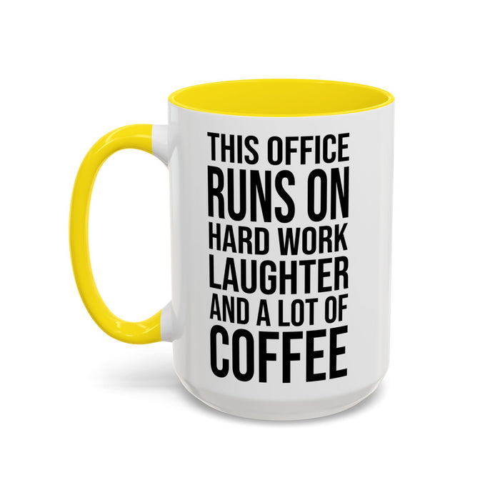 Office Coffee Mug, Runs on Coffee, Gift for him / her, Colleague Mug, Gift Idea for Office Workers, Office Mug, Colleague Gift Mug A0022-002 Accent Coffee Mug (11, 15oz)