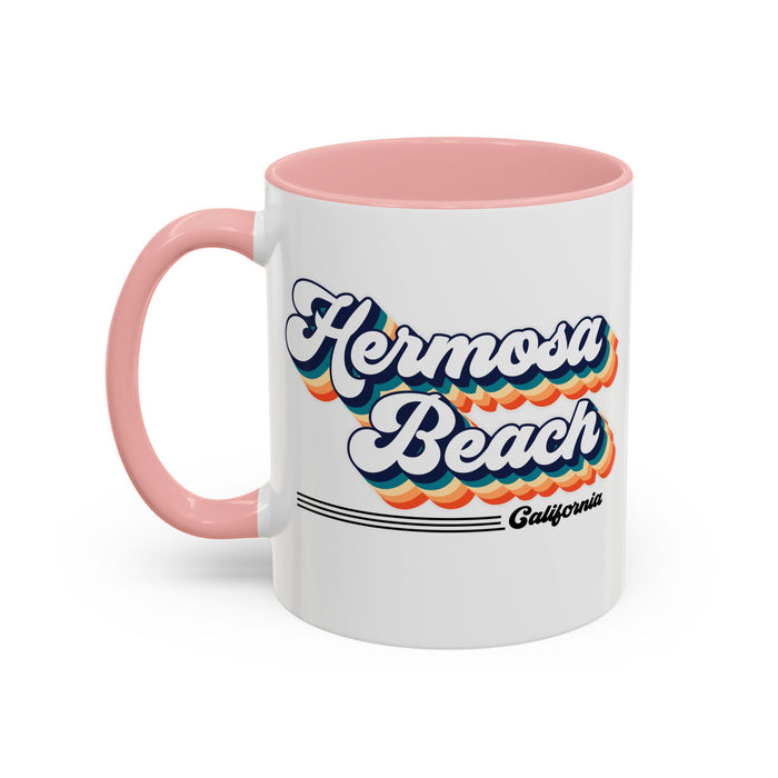 Coffee Mug, Hermosa Beach Retro 80s Vibe Big Text, Tea Cup, Hot Chocolate Mug, Unique Gift for Beach Lovers, Birthday Gift for Coffee
