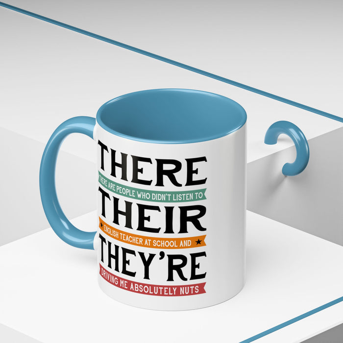 Funny English Teacher Mug Gift, English Coffee Cup, Gift for Grammar Teacher, High School Classroom, Teacher Gift From Student A0017-003 Accent Coffee Mug (11, 15oz)